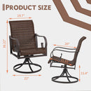 EROMMY Patio Swivel Chairs Set of 2, Heavy Duty Outdoor Dining Chair with 23.5'' High Back, Extra-Large Water-Fall Seat, Rattan Wicker Porch Chair, Dark Brown-Erommy
